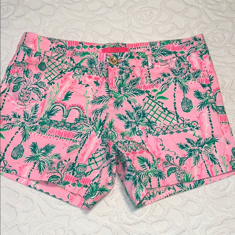 Lilly Pulitzer Pink & Green Tropical Print  Shorts